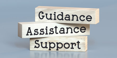 Guidance, assistance, support - words on wooden blocks - 3D illustrationの写真素材