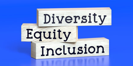 Diversity, equity, inclusion - words on wooden blocks - 3D illustrationの写真素材