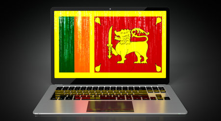 Sri Lanka - country flag and binary code on laptop screen - 3D illustrationの写真素材