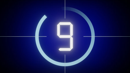 9 - number and circle on blue backgroundの写真素材