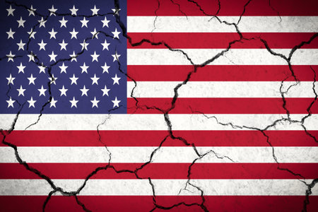 USA - cracked country flagの写真素材