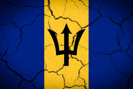 Barbados - cracked country flagの写真素材