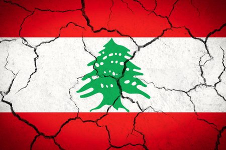 Lebanon - cracked country flagの写真素材