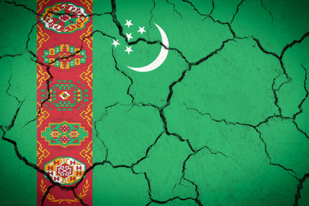 Turkmenistan - cracked country flagの写真素材