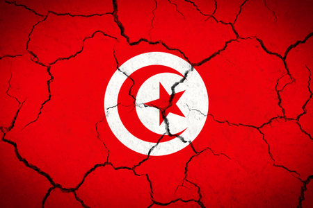Tunisia - cracked country flagの写真素材