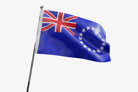 Cook Islands - waving fabric flag isolated on white background - 3D illustrationの写真素材