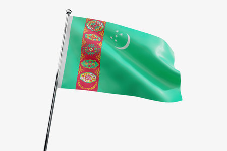 Turkmenistan - waving fabric flag isolated on white background - 3D illustrationの写真素材