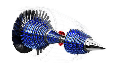 Jet engine inside - on white background - 3D illustration