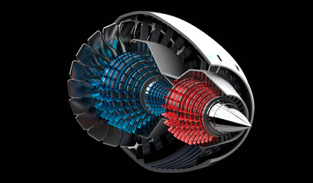 Jet engine inside - on black background - 3D illustration