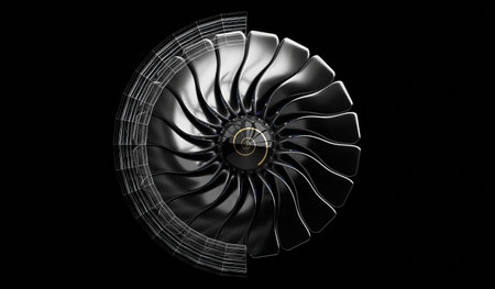 Jet engine on black background - 3D illustration