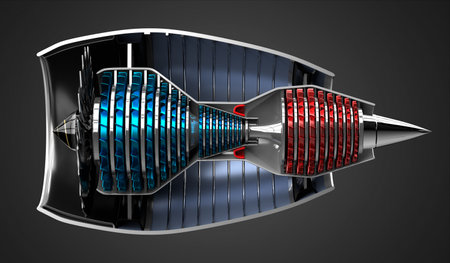 Jet engine inside - on grey background - 3D illustration