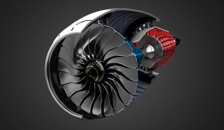 Jet engine inside - on grey background - 3D illustration