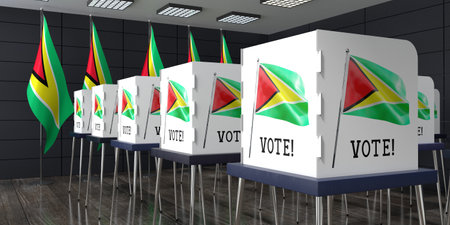 Guyana - polling station with many voting booths - election concept - 3D illustrationの写真素材