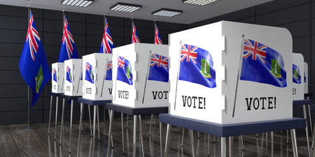 British Virgin Islands - polling station with many voting booths - election concept - 3D illustrationの写真素材