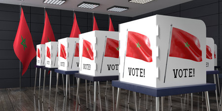 Morocco - polling station with many voting booths - election concept - 3D illustrationの写真素材