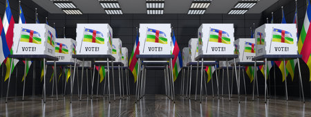 Central African Republic - polling station with many voting booths - election concept - 3D illustrationの写真素材