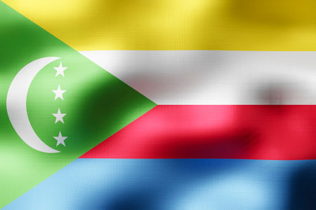 Comoros - textile flag - 3d illustrationの写真素材