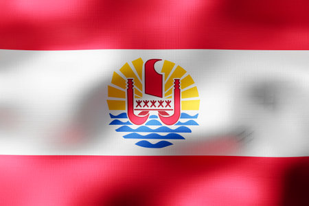 French Polynesia - textile flag - 3d illustrationの写真素材