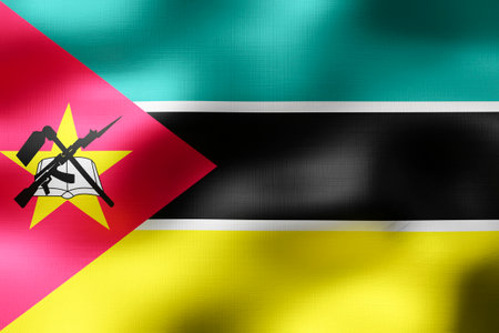 Mozambique - textile flag - 3d illustrationの写真素材