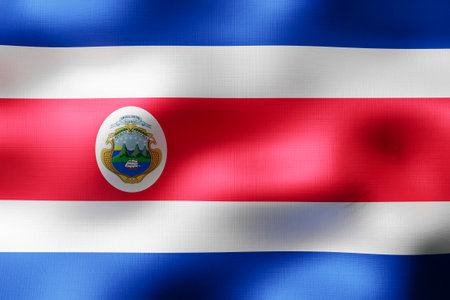 Costa Rica - textile flag - 3d illustrationの写真素材