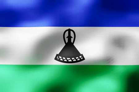 Lesotho - textile flag - 3d illustrationの写真素材