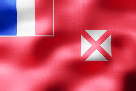 Wallis and Futuna - textile flag - 3d illustrationの写真素材