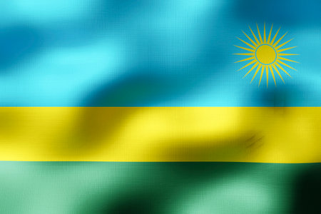 Rwanda - textile flag - 3d illustrationの写真素材