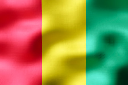 Guinea - textile flag - 3d illustrationの写真素材