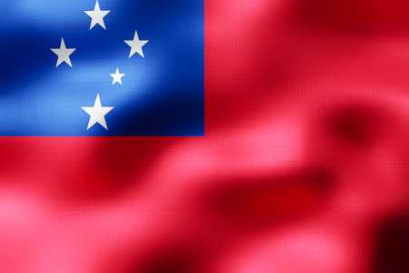 Samoa - textile flag - 3d illustrationの写真素材