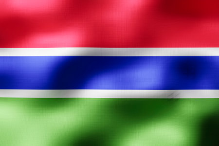 Gambia - textile flag - 3d illustrationの写真素材