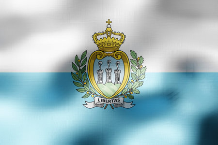 San Marino - textile flag - 3d illustrationの写真素材
