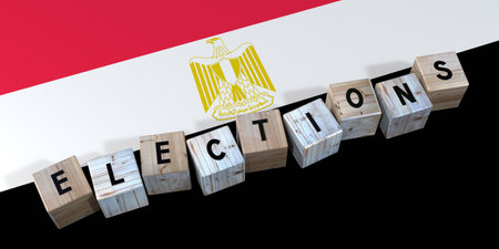 Egypt - elections concept - wooden blocks and country flag - 3D illustrationの写真素材