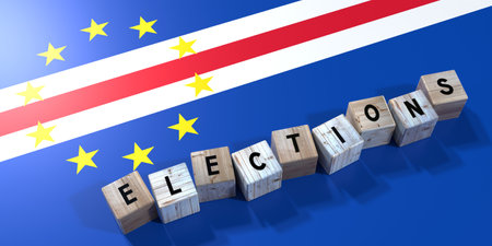Cape Verde - elections concept - wooden blocks and country flag - 3D illustrationの写真素材