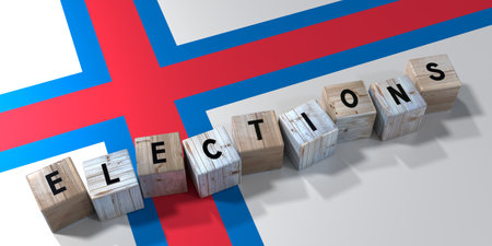Faroe Islands - elections concept - wooden blocks and country flag - 3D illustration