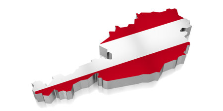 Austria - country borders and flag - 3D illustrationの写真素材