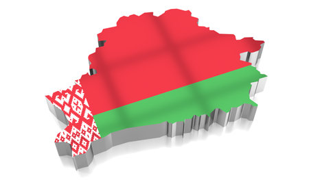 Belarus - country borders and flag - 3D illustrationの写真素材