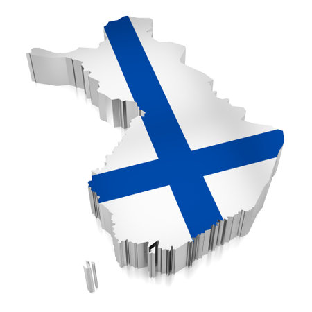 Finland - country borders and flag - 3D illustrationの写真素材