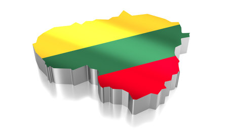 Lithuania - country borders and flag - 3D illustrationの写真素材