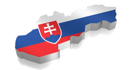 Slovakia - country borders and flag - 3D illustrationの写真素材