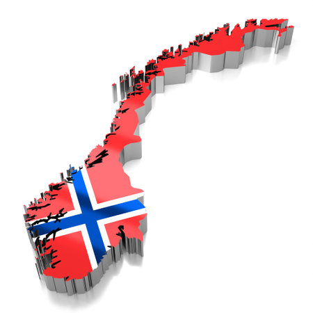 Norway - country borders and flag - 3D illustrationの写真素材