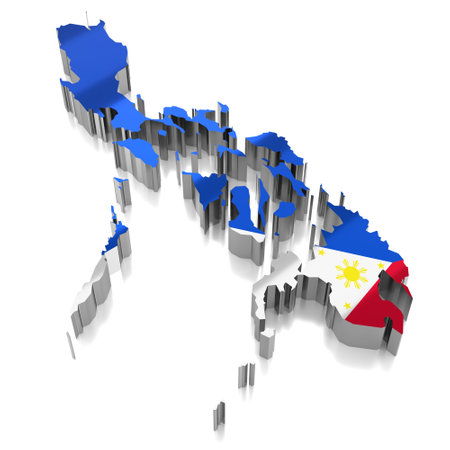 Philippines - country borders and flag - 3D illustrationの写真素材