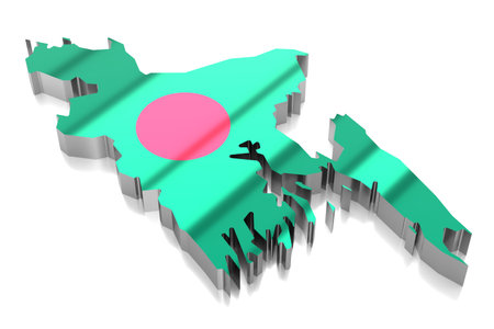 Bangladesh - country borders and flag - 3D illustrationの写真素材