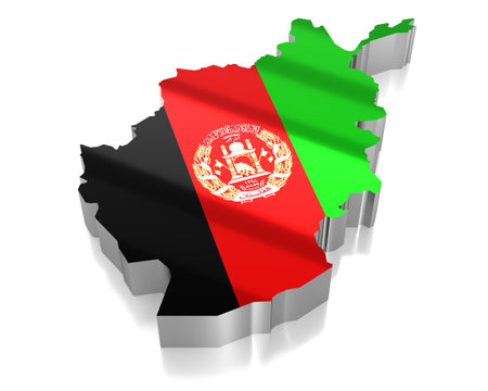 Afghanistan - country borders and flag - 3D illustrationの写真素材