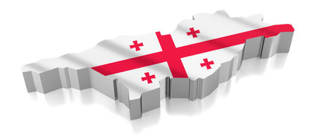 Georgia - country borders and flag - 3D illustrationの写真素材