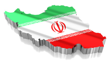 Iran - country borders and flag - 3D illustrationの写真素材