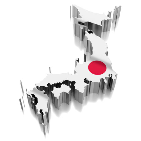 Japan - country borders and flag - 3D illustrationの写真素材