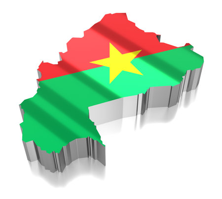 Burkina Faso - country borders and flag - 3D illustrationの写真素材