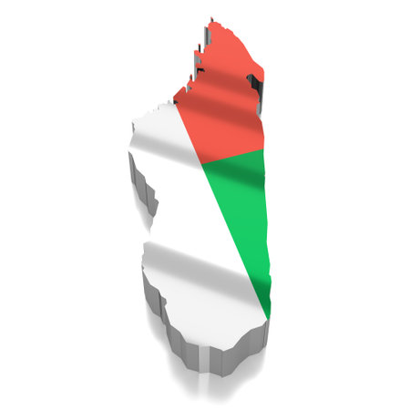 Madagascar - country borders and flag - 3D illustrationの写真素材