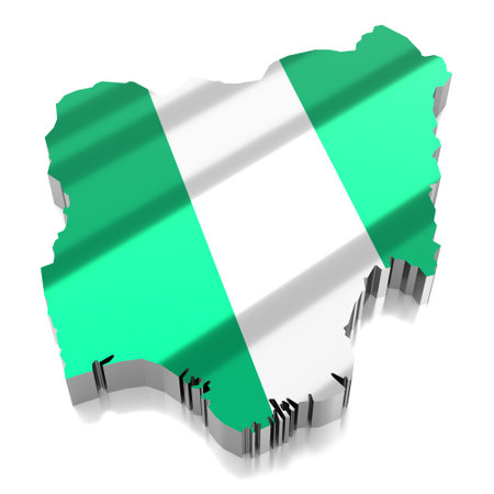 Nigeria - country borders and flag - 3D illustrationの写真素材
