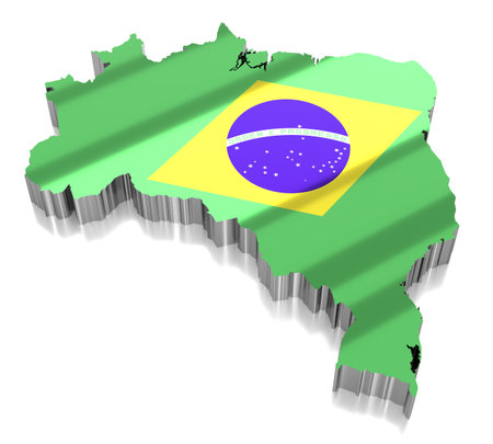 Brazil - country borders and flag - 3D illustrationの写真素材